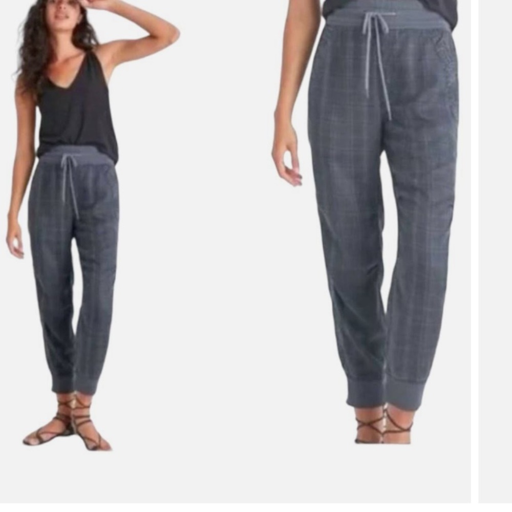 Anthropologie KalliePlaid Leopard Drawstring Gray Jogger Pants Sz M